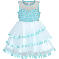 Flower Girls Dress Tiered Ruffle Skirt Pageant Size 3-10 Years