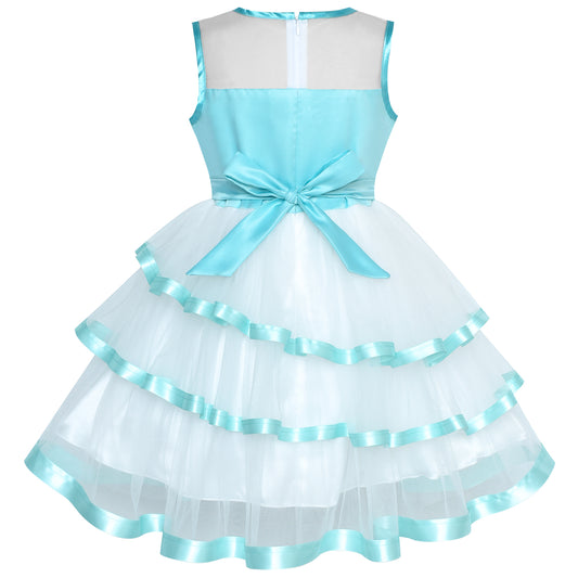 Flower Girls Dress Tiered Ruffle Skirt Pageant Size 3-10 Years