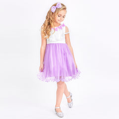 Girls Dress Cape Cloak Dress Purple Butterfly Wedding Size 5-12 Years