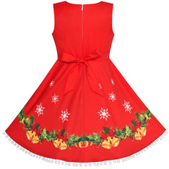 Girls Dress Jingle Bell Red Cape Cloak Christmas New Year Size 4-14 Years