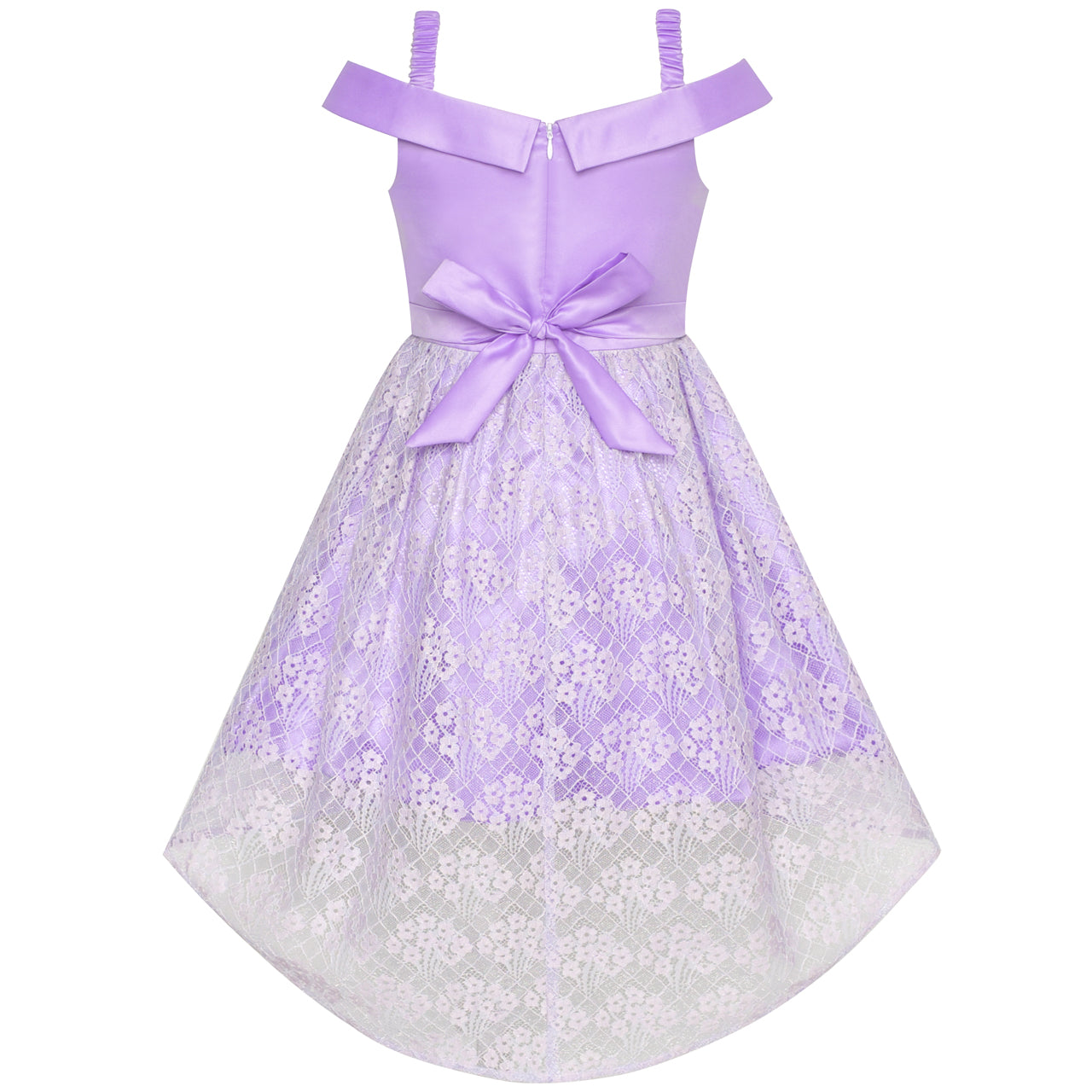 Girls Dress Off Shoulder Hi-low Skirt Bridesmaid Size 4-14 Years