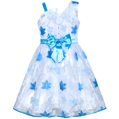Girls Dress One-shoulder Maple Leaf Pageant Wedding Size 5-12 Years