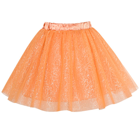 Girls Skirt Orange 3-layers Tutu Dancing Ballet Size 4-10 Years