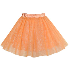 Girls Skirt Orange 3-layers Tutu Dancing Ballet Size 4-10 Years