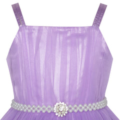 Girls Dress Purple Cape Pearl Belt Wedding Party Size 3-14 Years