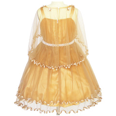 Girls Dress Ginger Cape Pearl Belt Wedding Party Size 3-14 Years