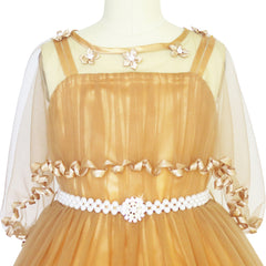 Girls Dress Ginger Cape Pearl Belt Wedding Party Size 3-14 Years