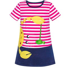 Girls Dress Cotton Crab Fish Embroidered Short Sleeve Size 2-6 Years