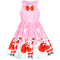 Girls Dress Pink Snow Santa Reindeer New Year Size 7-14 Years
