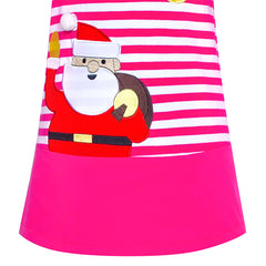 Girls Dress Christmas Santa Pink Cotton Long Sleeve Size 2-6 Years