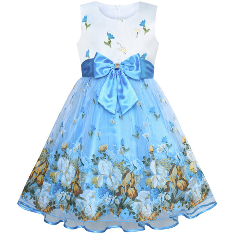 Flower Girls Dress Bow Tie Wedding Party Bridesmaid Size 2-10 Years