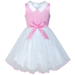 Flower Girls Dress Pink And White Butterfly Pageant Size 6-12 Years