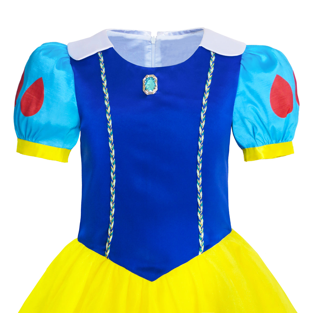 Snow White Princess Dress for Girls Yellow Blue Classic Fairy Tale Birthday Party Dress Up Clothes Tulle Ball Gown Dress Set with Accessories