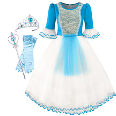Girls Dress Mermaid Dress Up Accessories Crown Magic Wand Size 7-14 Years