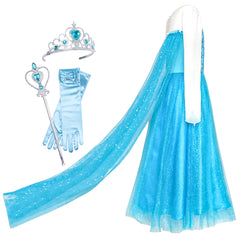 Girls Dress Elsa Princess Accessories Crown Magic Wand Size 3-12 Years