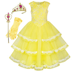 Princess Belle Beauty And Beast Accessories Crown Magic Wand Size 6-12 Years