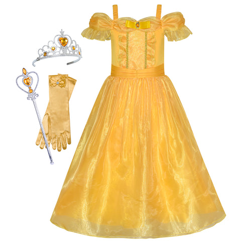Princess Belle Dress Up Accessories Crown Magic Wand Size 4-14 Years