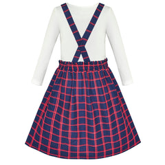 2 Pieces Set Girls Dress T-Shirt Suspender Skirt School Size 4-12 Years