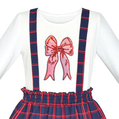 2 Pieces Set Girls Dress T-Shirt Suspender Skirt School Size 4-12 Years