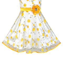 Girls Dress Yellow Floral Tulle Birthday Party Wedding Size 4-12 Years