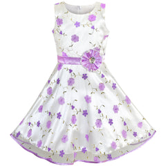 Girls Dress Purple Floral Tulle Birthday Party Wedding Size 4-12 Years
