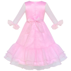 Flower Girl Dress Pink Bell Sleeve Flower Pageant Size 6-12 Years