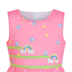 Girls Dress Pink Unicorn Rainbow Summer Sundress Size 4-12 Years