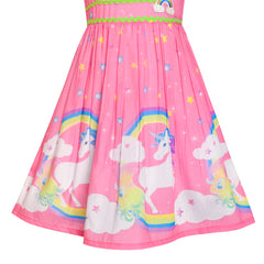 Girls Dress Pink Unicorn Rainbow Summer Sundress Size 4-12 Years