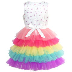 Girls Dress Birthday Princess Rainbow Cake Balloon Size 3-10 Years