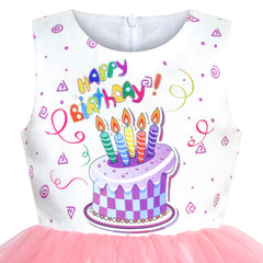 Girls Dress Birthday Princess Rainbow Cake Balloon Size 3-10 Years