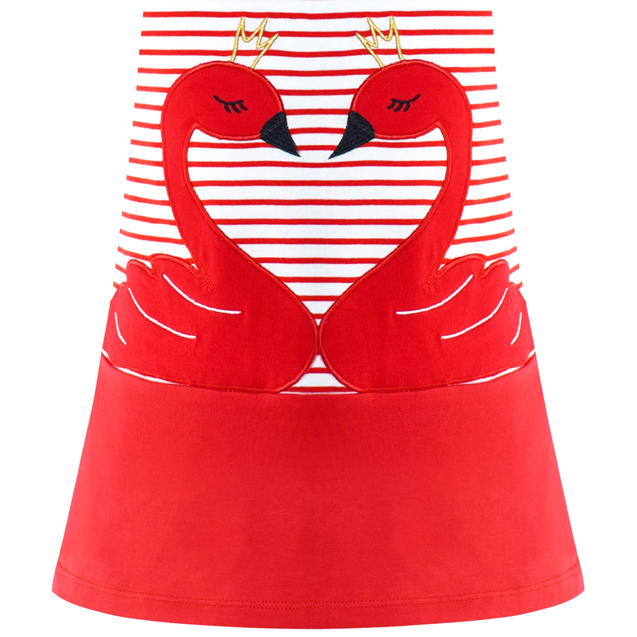 Girls Casual Dress Cotton Short Sleeve Swan Embroidered Size 2-8 Years