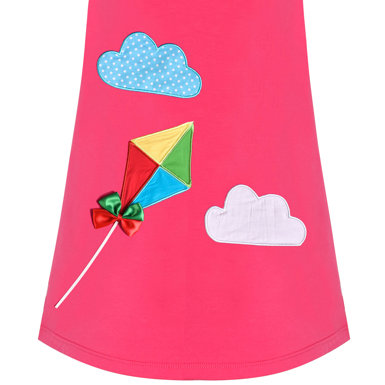 Girls Casual Dress Cotton Long Sleeve Kite Cloud Embroidered Size 2-8 Years