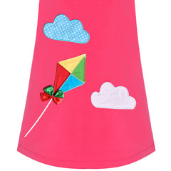 Girls Casual Dress Cotton Long Sleeve Kite Cloud Embroidered Size 2-6 Years