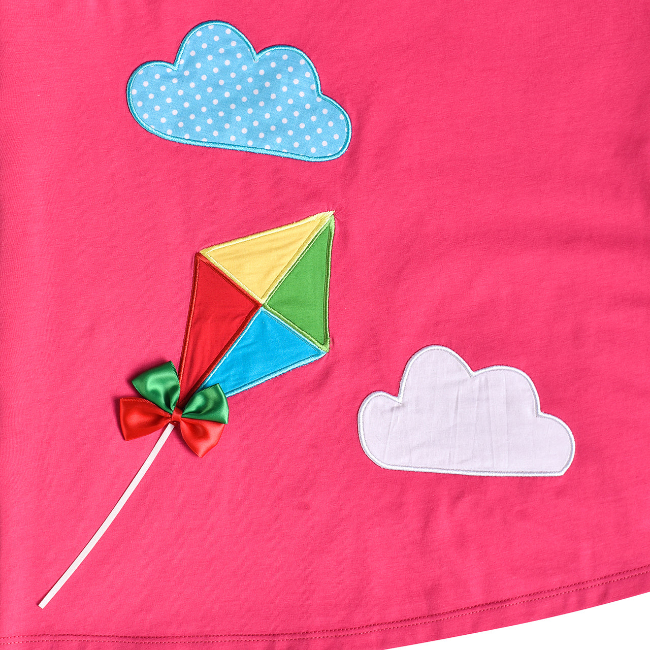 Girls Casual Dress Cotton Long Sleeve Kite Cloud Embroidered Size 2-8 Years