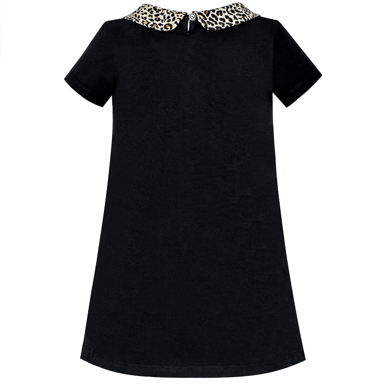 Girls Dress Casual Short Sleeve Leopard Collar Heart Pocket Bag Size 4-10 Years