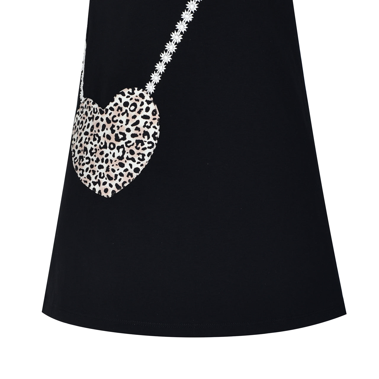 Girls Dress Casual Short Sleeve Leopard Collar Heart Pocket Bag Size 4-10 Years