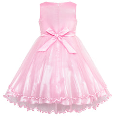 Girls Dress Pink Flower Tulle Pleated Wedding Party Size 2-10 Years