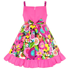 Girls Dress Cold Shoulder Green Pink Hi-low Dress Size 4-8 Years