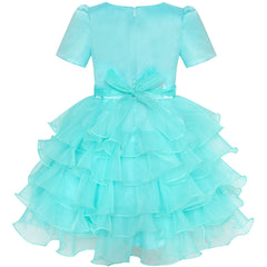 Girls Dress 2-in-1 Bolero Turquoise Birthday Party Dress Size 5-10 Years