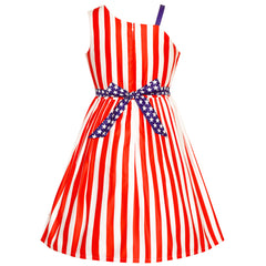 Girls Dress American Flag National Day Party Stars Dress Size 6-12 Years