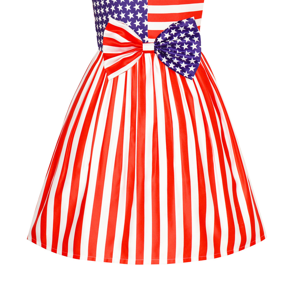 American Flag 4th of July Knee Length Gown Red White Blue Birthday