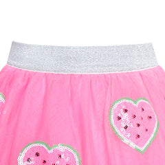 Sunny Fashion Girls Skirt Pink Heart Sequins Sparkling Tutu Dancing
