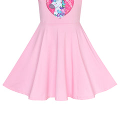 Girls Dress Unicorn Pink Short Sleeve Causal Everyday Size 4-8 Years