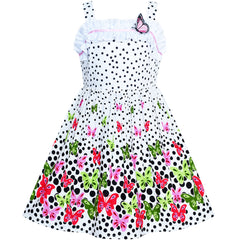 Girls Dress Flower Polka Dot Tank Sundress Size 4-8 Years