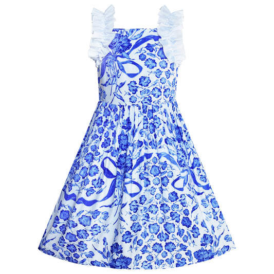 Girls Dress Porcelain Vintage Tank Dress Size 3-12 Years