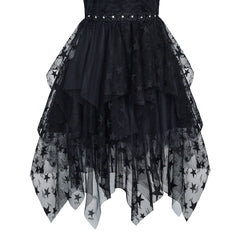Girls Dress Black Halter Lace Star Tutu Dancing Party Size 6-12 Years