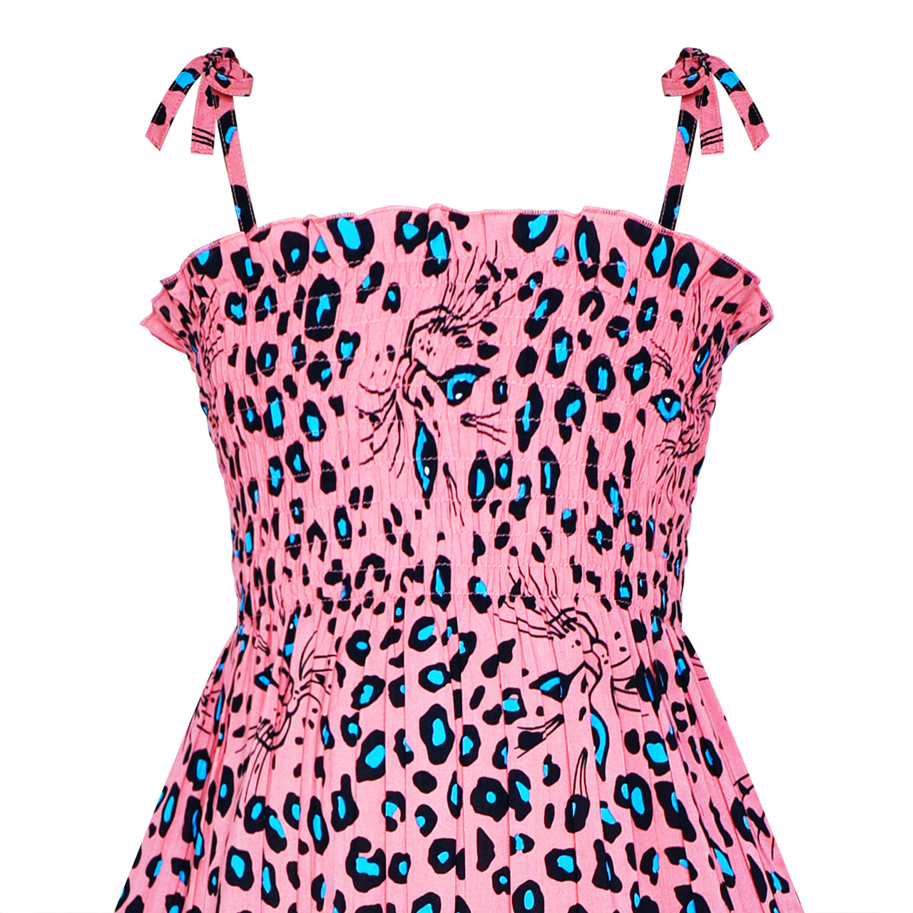 Girls Dress Tank Smocked Dress Cat Leopard Size 2-14 Years