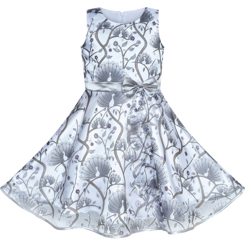 Girls Dress Peacock Silver Gray Tulle Pageant Party Size 4-12 Years