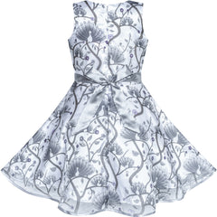 Girls Dress Peacock Silver Gray Tulle Pageant Party Size 4-12 Years