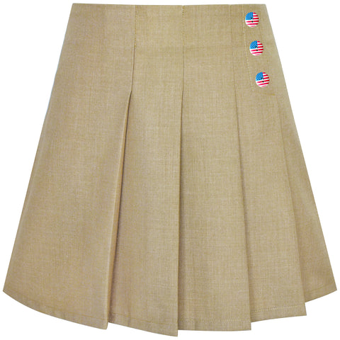Girls Skirt Beige Pleated Back School Uniform Size 6-14 Years